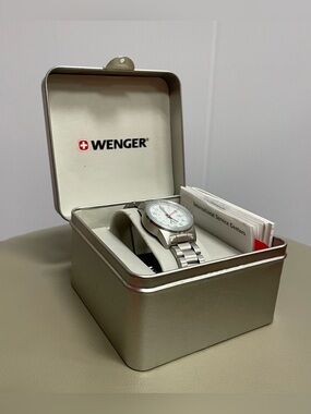 WEGNER SWISS SILVER LINK WATCH NEW IN BOX
